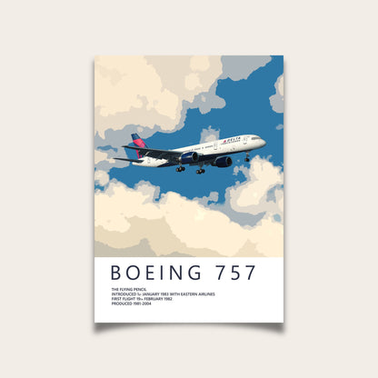 Delta Air Lines Boeing 757 Poster - Fine Aviation Artwork - Fantastic gift for pilots, cabin crew or plane enthusiasts