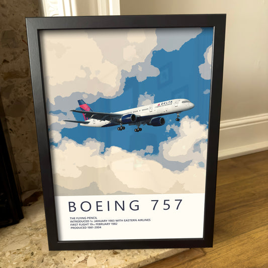 Delta Air Lines Boeing 757 Poster - Fine Aviation Artwork - Fantastic gift for pilots, cabin crew or plane enthusiasts