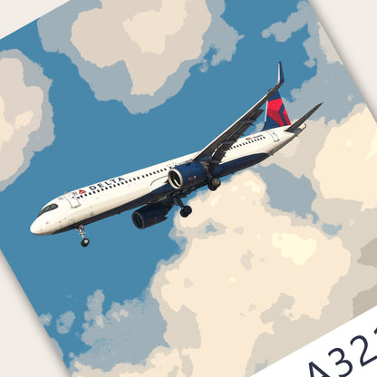 Delta Air Lines Airbus A321 NEO Poster - Fine Aviation Artwork - Fantastic gift for pilots, cabin crew or plane enthusiasts