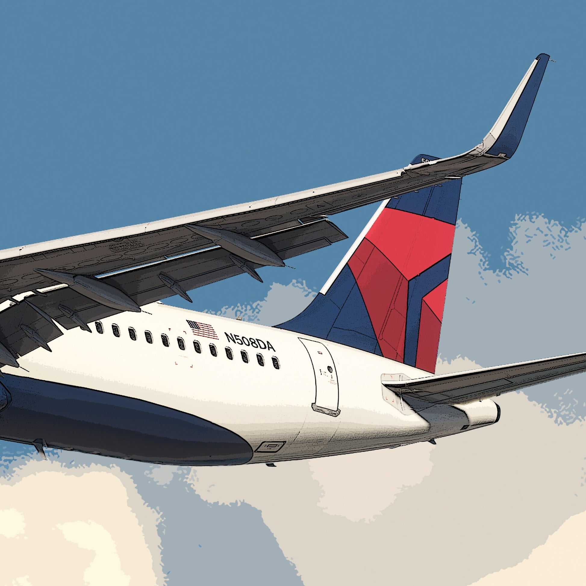 Delta Air Lines Airbus A321 NEO Poster - Fine Aviation Artwork - Fantastic gift for pilots, cabin crew or plane enthusiasts