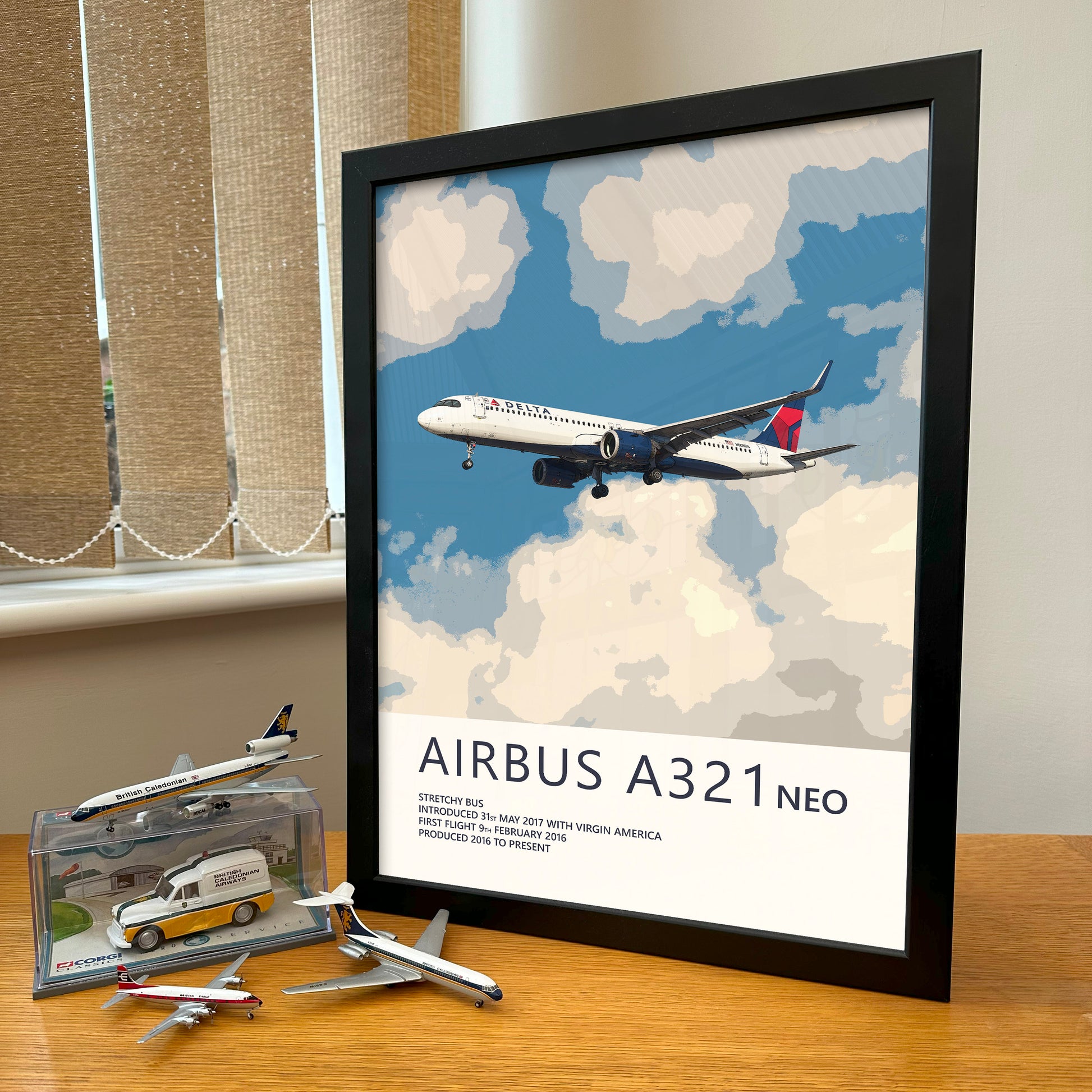 Delta Air Lines Airbus A321 NEO Poster - Fine Aviation Artwork - Fantastic gift for pilots, cabin crew or plane enthusiasts