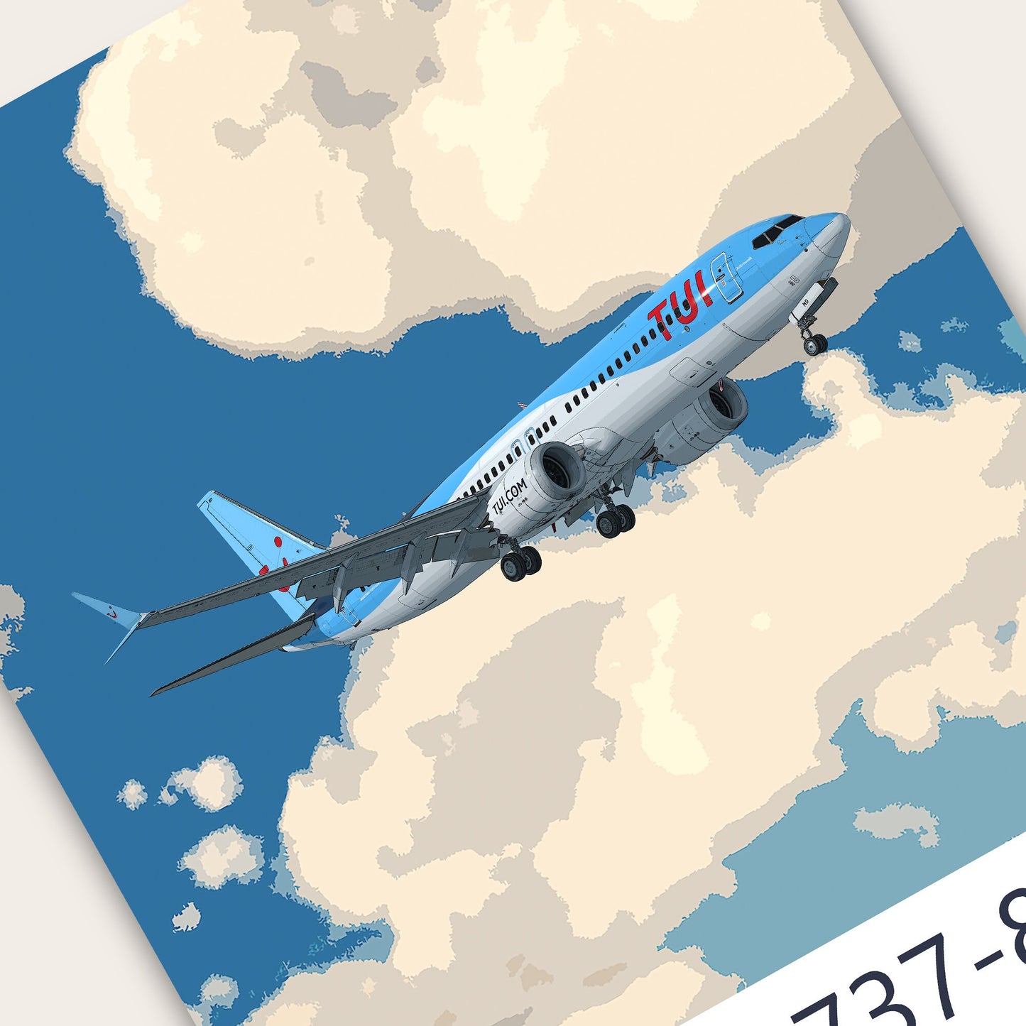 TUI Boeing 737 MAX Poster - Fine Aviation Artwork - Fantastic gift for pilots, cabin crew or plane enthusiasts