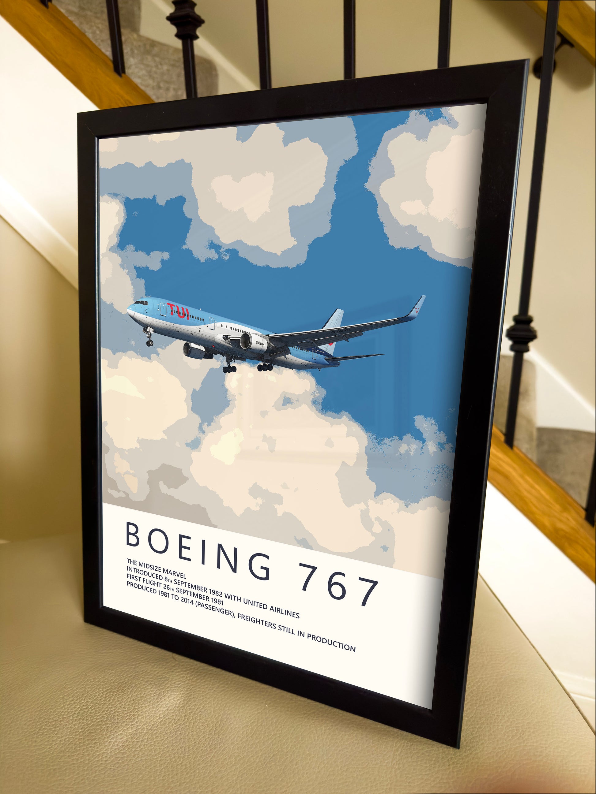 TUI Boeing 767 Poster - Fine Aviation Artwork - Airplane Posters - Gift for pilots, cabin crew or plane enthusiasts