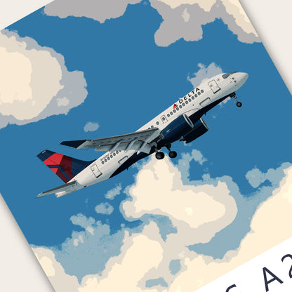 Delta Air Lines Airbus A220 Poster - Fine Aviation Artwork - Airplane Posters - Gift for pilots, cabin crew or plane enthusiasts