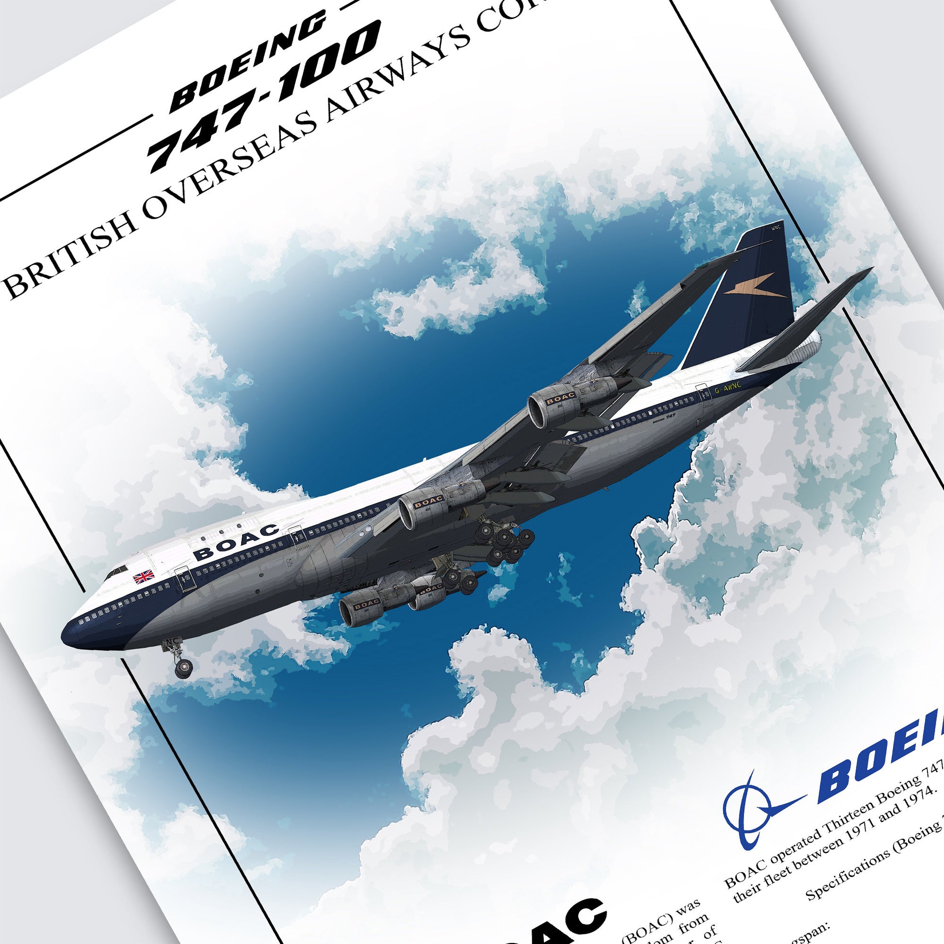 BOAC Boeing 747 Poster - Aviation Art for Pilots & Enthusiasts - Airline Print, Aircraft Picture, Plane Gift, Aviation Wall Decor