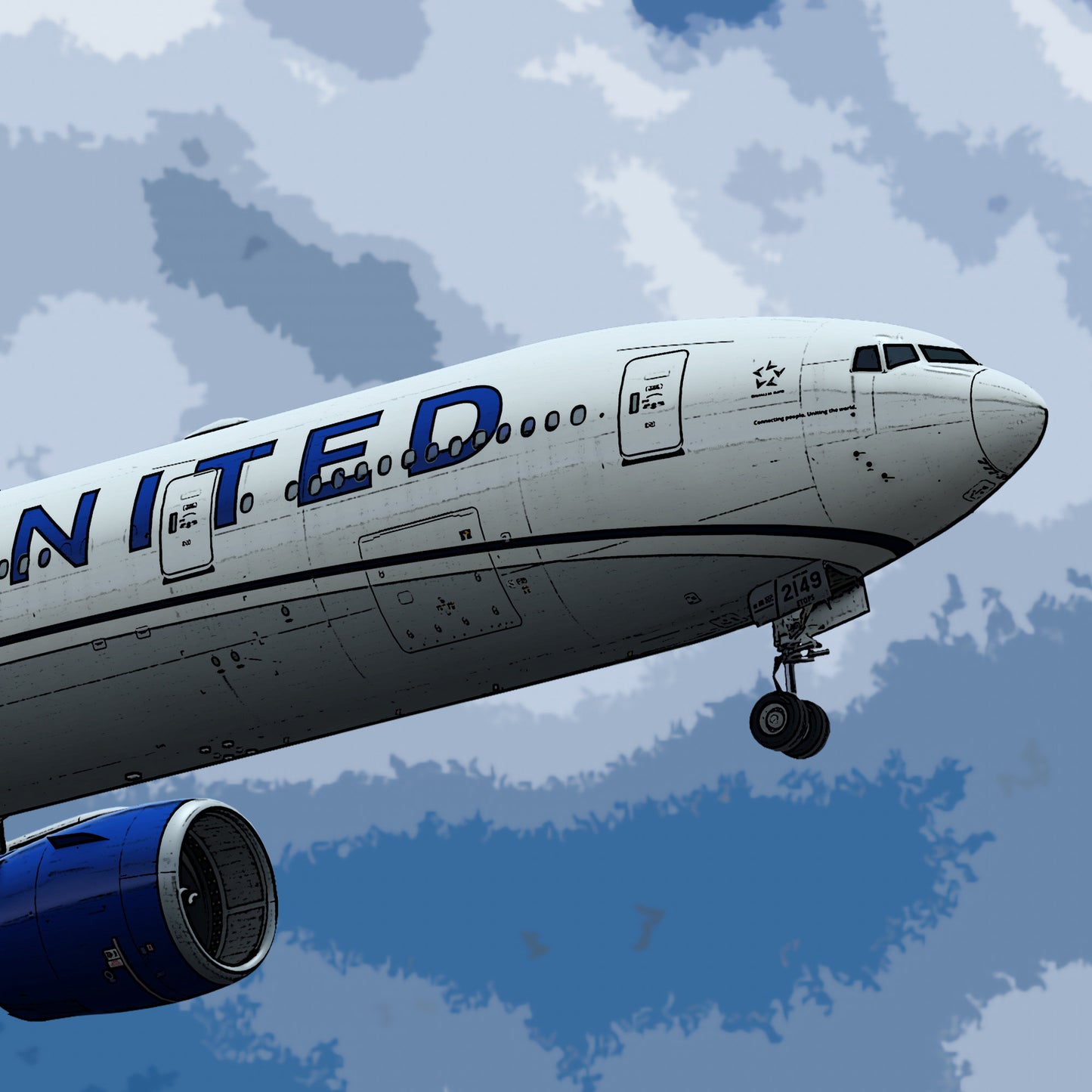 United Airlines Boeing 777 Poster - Fine Aviation Artwork - Fantastic gift for pilots, cabin crew or plane enthusiasts