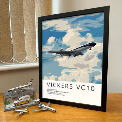 BOAC Vickers VC10 Poster - Fine Aviation Artwork - Airplane Posters - Gift for pilots, cabin crew or plane enthusiasts