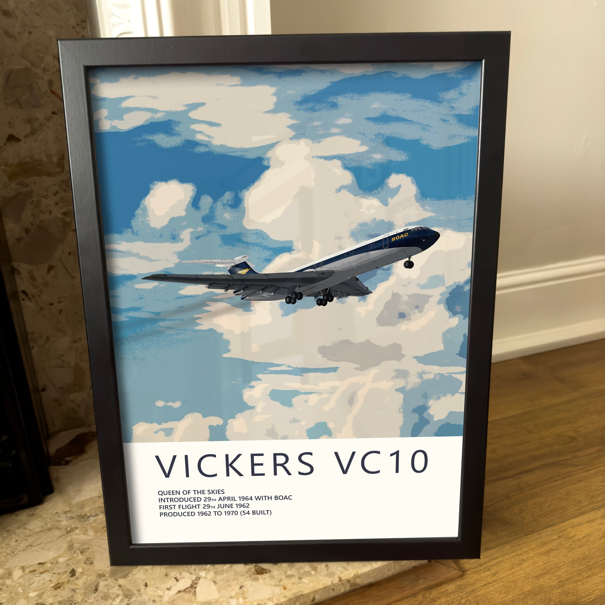 BOAC Vickers VC10 Poster - Fine Aviation Artwork - Airplane Posters - Gift for pilots, cabin crew or plane enthusiasts