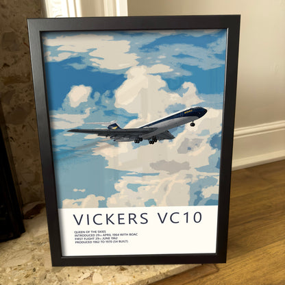 BOAC Vickers VC10 Poster - Fine Aviation Artwork - Airplane Posters - Gift for pilots, cabin crew or plane enthusiasts