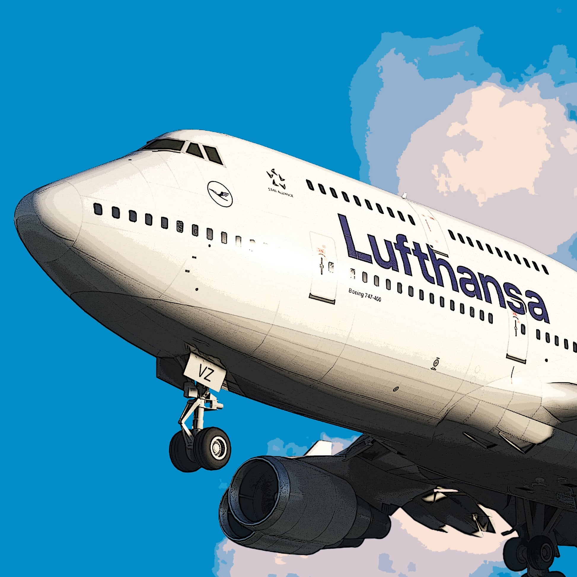 Lufthansa Boeing 747 Poster - Fine Aviation Artwork - Airplane Posters - Gift for pilots, cabin crew or plane enthusiasts