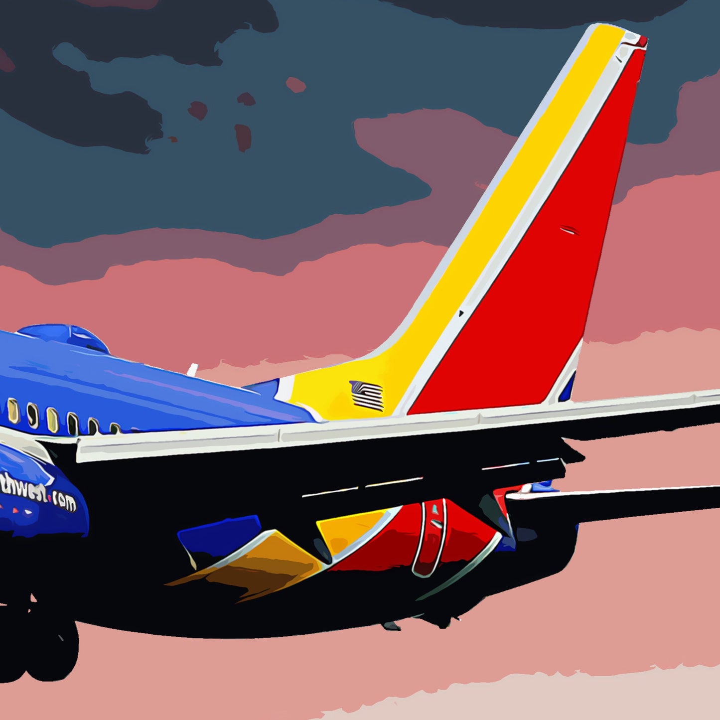 Southwest Boeing 737 Poster - Fine Aviation Artwork - Airplane Posters - Gift for pilots, cabin crew or plane enthusiasts