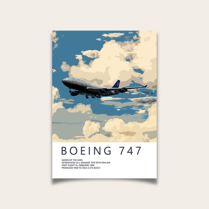 United Airlines Boeing 747 Poster - Fine Aviation Artwork - Fantastic gift for pilots, cabin crew or plane enthusiasts