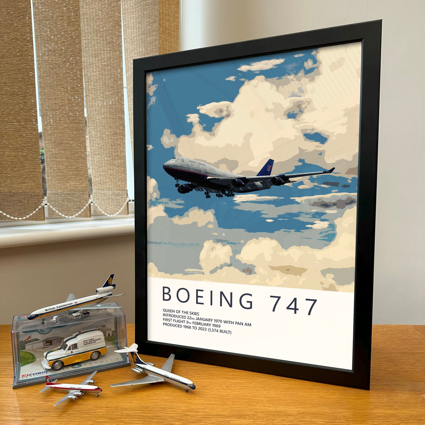 United Airlines Boeing 747 Poster - Fine Aviation Artwork - Fantastic gift for pilots, cabin crew or plane enthusiasts