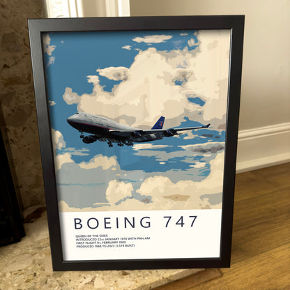 United Airlines Boeing 747 Poster - Fine Aviation Artwork - Fantastic gift for pilots, cabin crew or plane enthusiasts