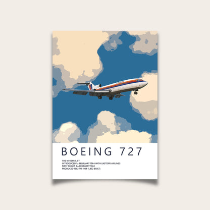 United Airlines Boeing 727 Poster - Saul Bass Tulip - Plane art for aviation enthusiasts & pilot retirement gifts, airplane artwork prints