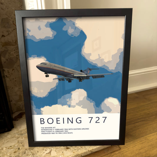 United Airlines Boeing 727 Poster - Fine Aviation Artwork - Fantastic gift for pilots, cabin crew or plane enthusiasts