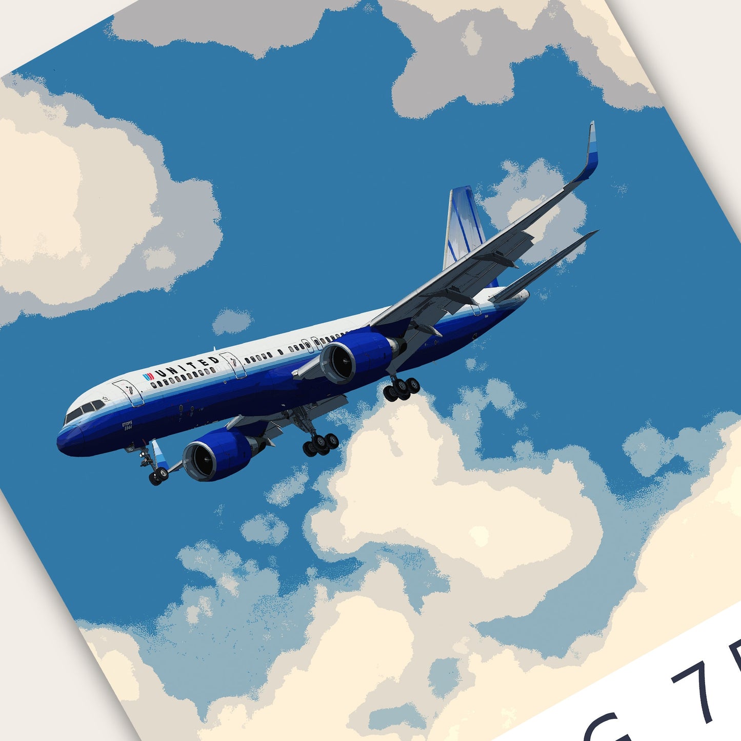 United Airlines Boeing 757 Poster - Fine Aviation Artwork - Fantastic gift for pilots, cabin crew or plane enthusiasts