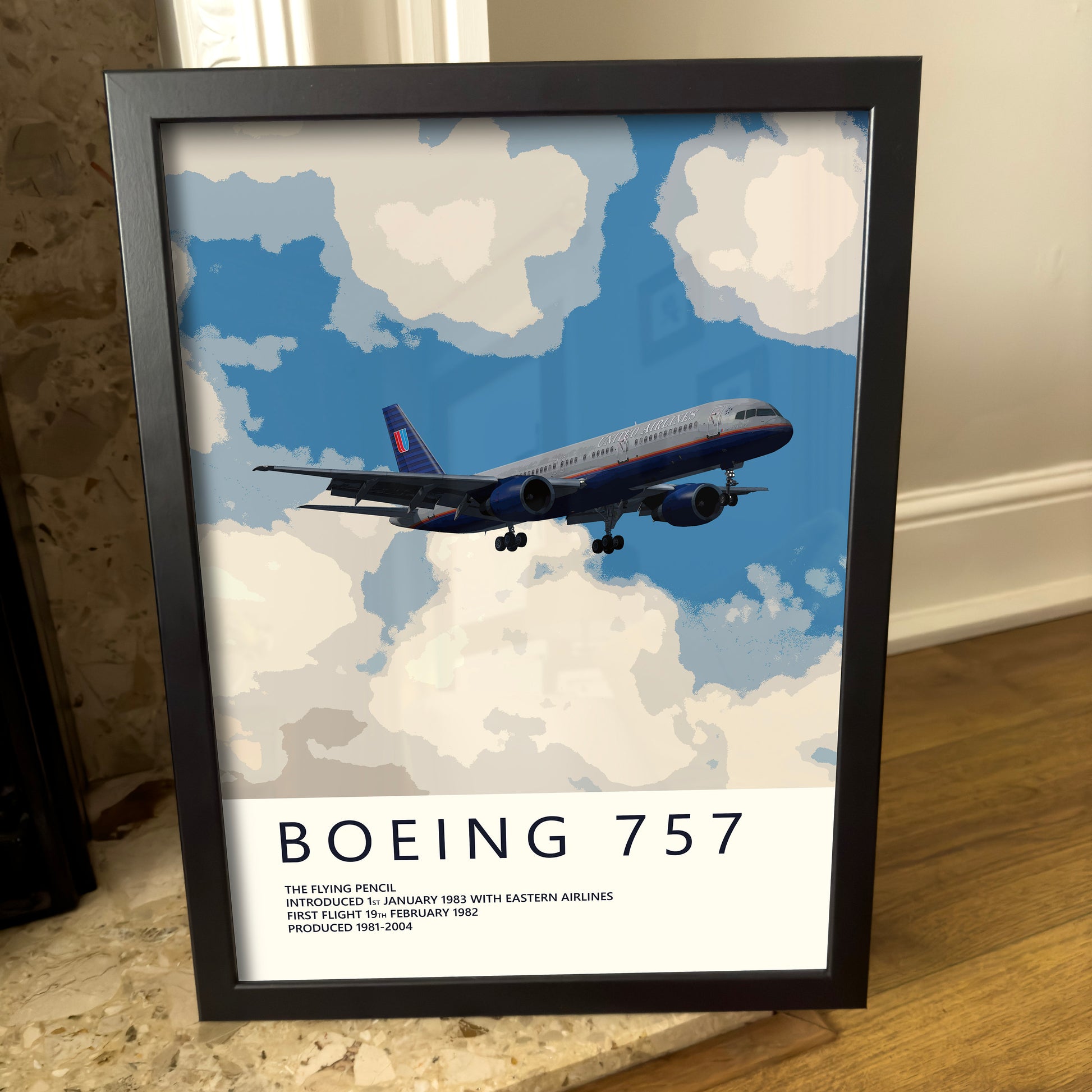 United Airlines Boeing 757 Poster - Fine Aviation Artwork - Fantastic gift for pilots, cabin crew or plane enthusiasts