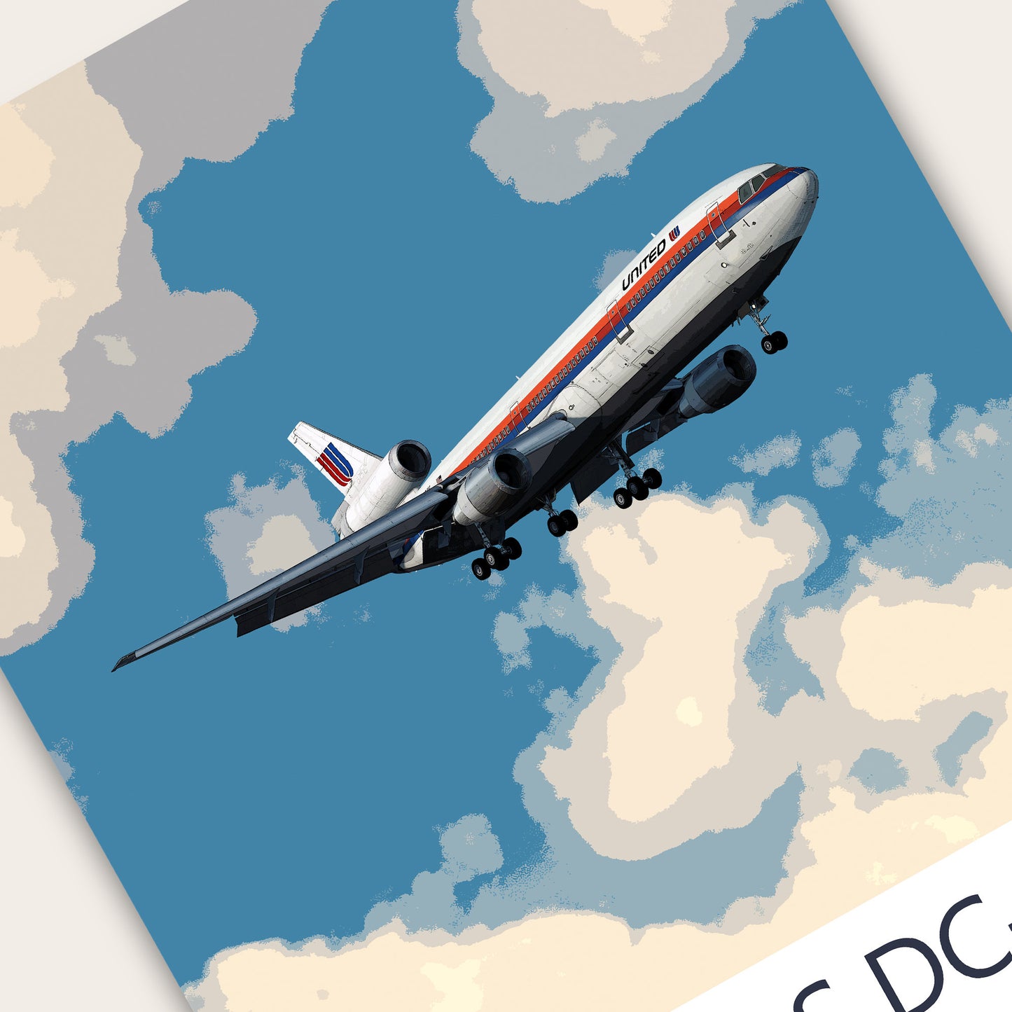 United Airlines McDonnell Douglas DC-10 Poster - Saul Bass Tulip - Plane art for aviation enthusiasts & pilot retirement gifts