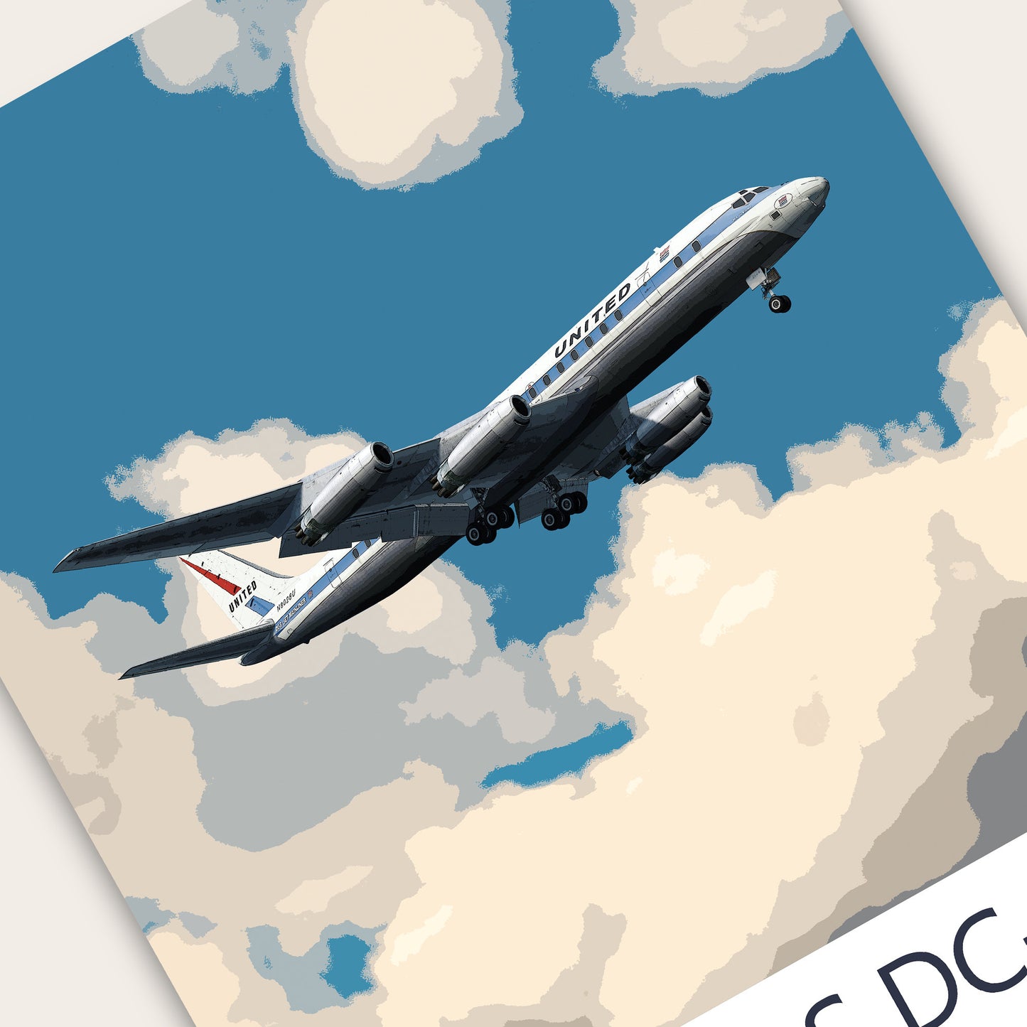 United Airlines Douglas DC-8 Poster - Fine Aviation Artwork - Fantastic gift for pilots, cabin crew or plane enthusiasts