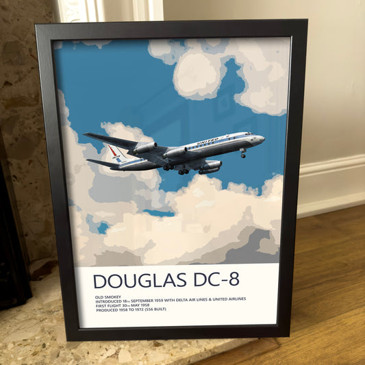 United Airlines Douglas DC-8 Poster - Fine Aviation Artwork - Fantastic gift for pilots, cabin crew or plane enthusiasts