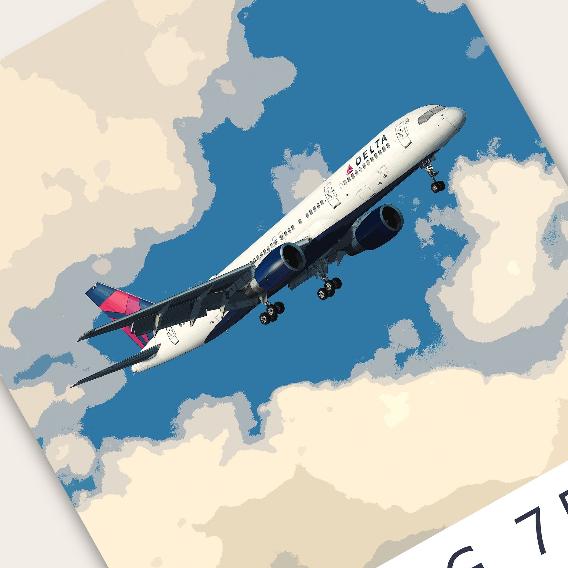 Delta Air Lines Boeing 757 Poster - Fine Aviation Artwork - Fantastic gift for pilots, cabin crew or plane enthusiasts