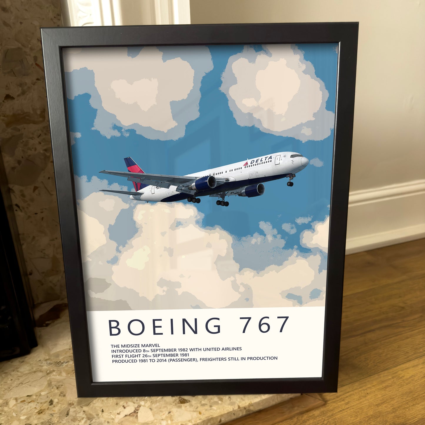 Delta Air Lines Boeing 767 Poster - Fine Aviation Artwork - Fantastic gift for pilots, cabin crew or plane enthusiasts