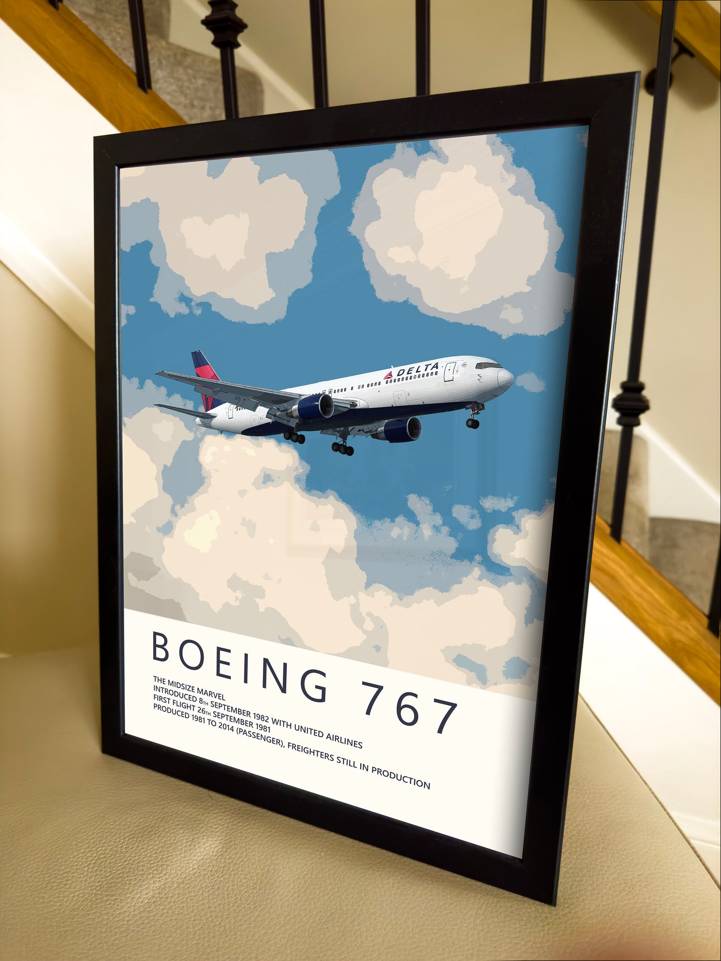 Delta Air Lines Boeing 767 Poster - Fine Aviation Artwork - Fantastic gift for pilots, cabin crew or plane enthusiasts