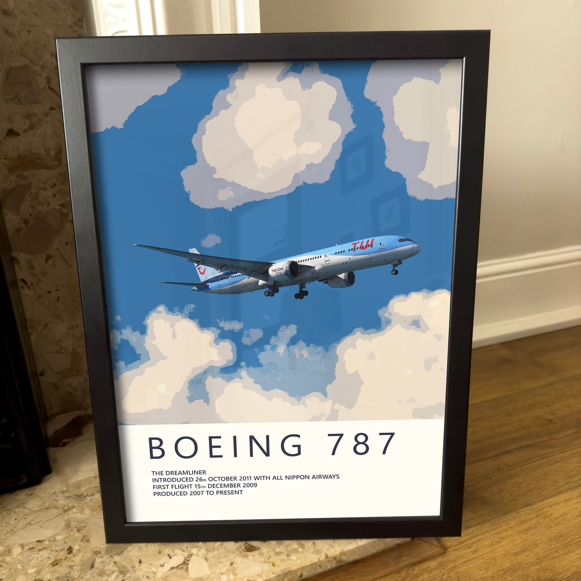 TUI Boeing 787 Poster - Fine Aviation Artwork - Airplane Posters - Gift for pilots, cabin crew or plane enthusiasts