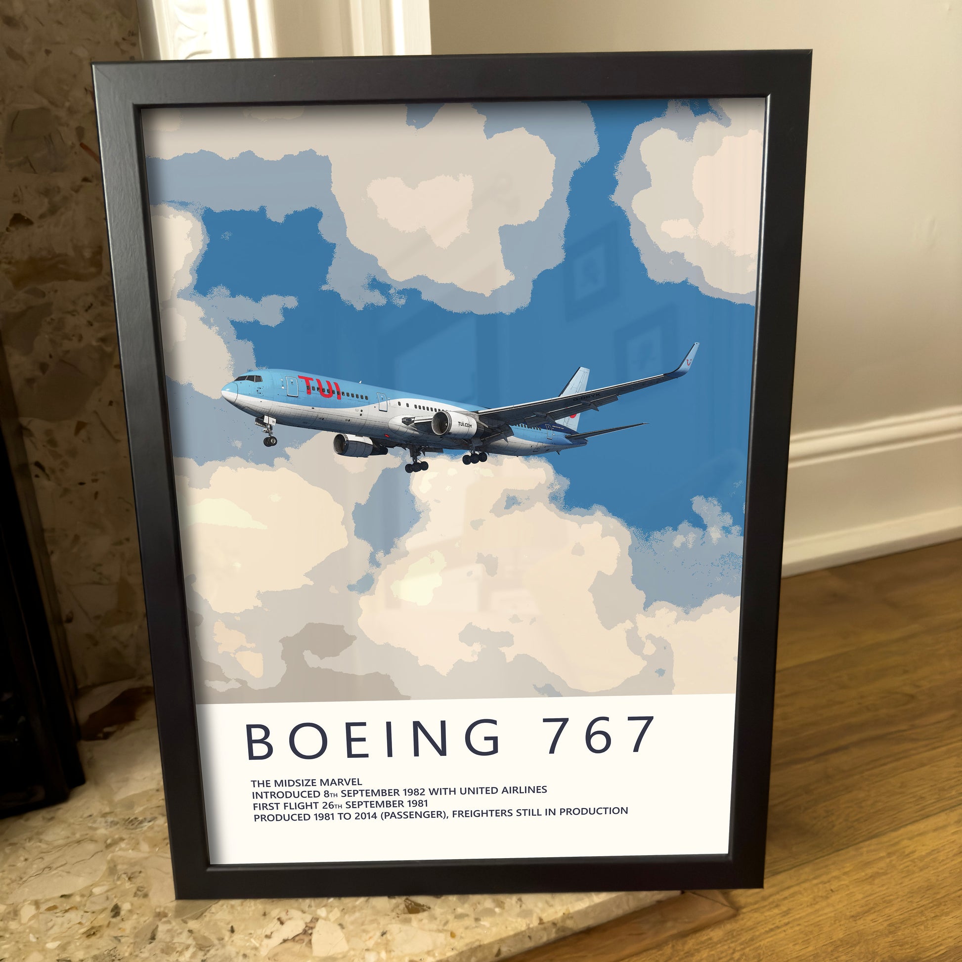 TUI Boeing 767 Poster - Fine Aviation Artwork - Airplane Posters - Gift for pilots, cabin crew or plane enthusiasts