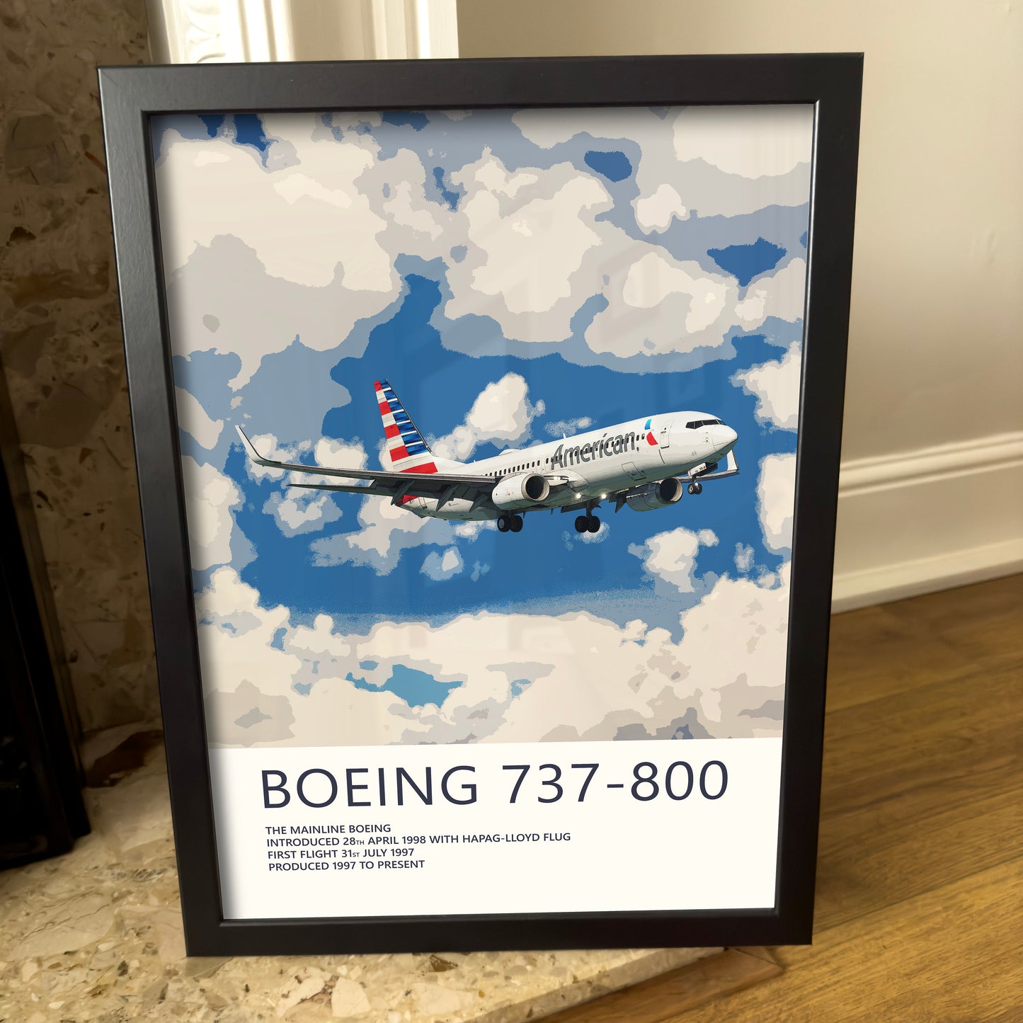 American Airlines Boeing 737 Poster - Plane art for aviation enthusiasts & pilot retirement gifts, airline and airplane artwork prints