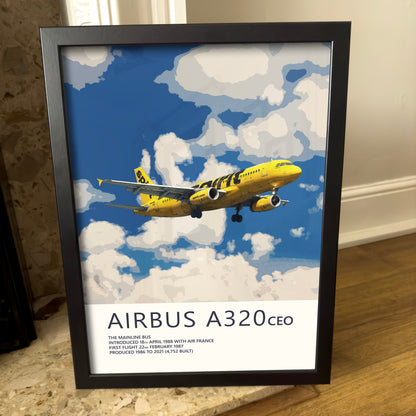 Spirit Airlines Airbus A320 Poster - Fine Aviation Artwork - Airplane Posters - Gift for pilots, cabin crew or plane enthusiasts