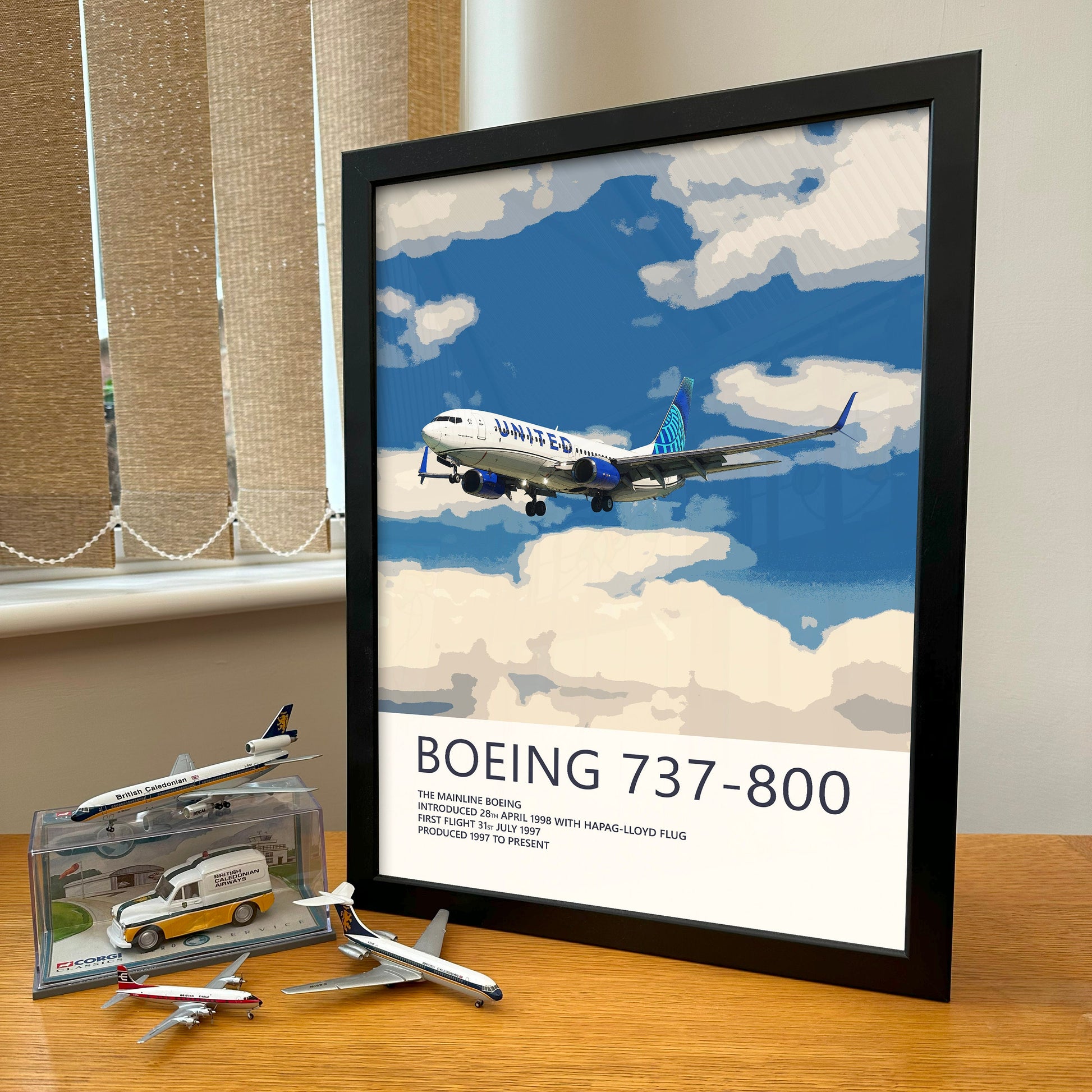 United Airlines Boeing 737 Poster - Plane art for aviation enthusiasts & pilot retirement gifts, airline and airplane artwork prints