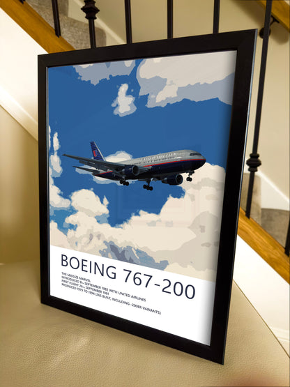 United Airlines Boeing 767 Poster - Fine Aviation Artwork - Fantastic gift for pilots, cabin crew or plane enthusiasts