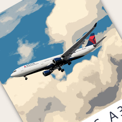 Delta Air Lines Airbus A330 Poster - Fine Aviation Artwork - Airplane Posters - Gift for pilots, cabin crew or plane enthusiasts