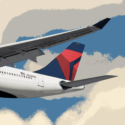 Delta Air Lines Airbus A330 Poster - Fine Aviation Artwork - Airplane Posters - Gift for pilots, cabin crew or plane enthusiasts