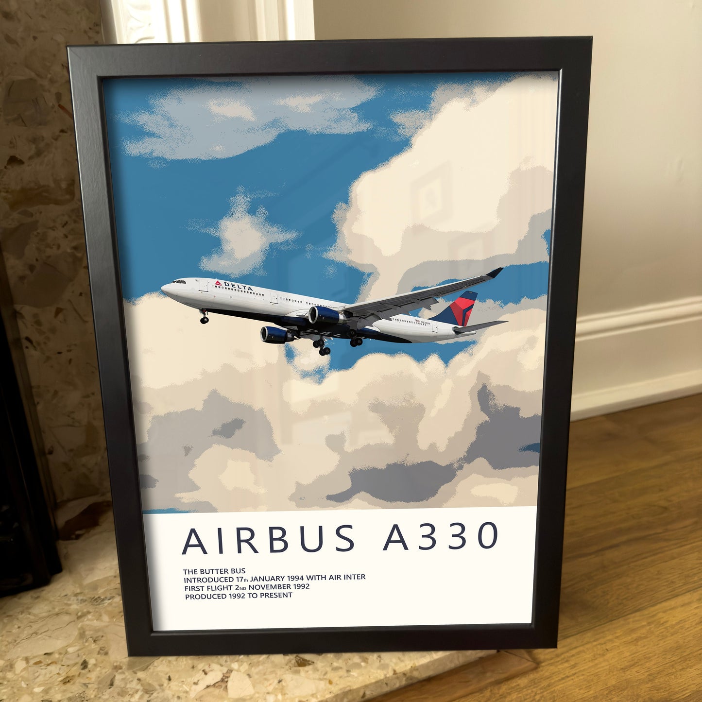 Delta Air Lines Airbus A330 Poster - Fine Aviation Artwork - Airplane Posters - Gift for pilots, cabin crew or plane enthusiasts