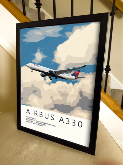 Delta Air Lines Airbus A330 Poster - Fine Aviation Artwork - Airplane Posters - Gift for pilots, cabin crew or plane enthusiasts