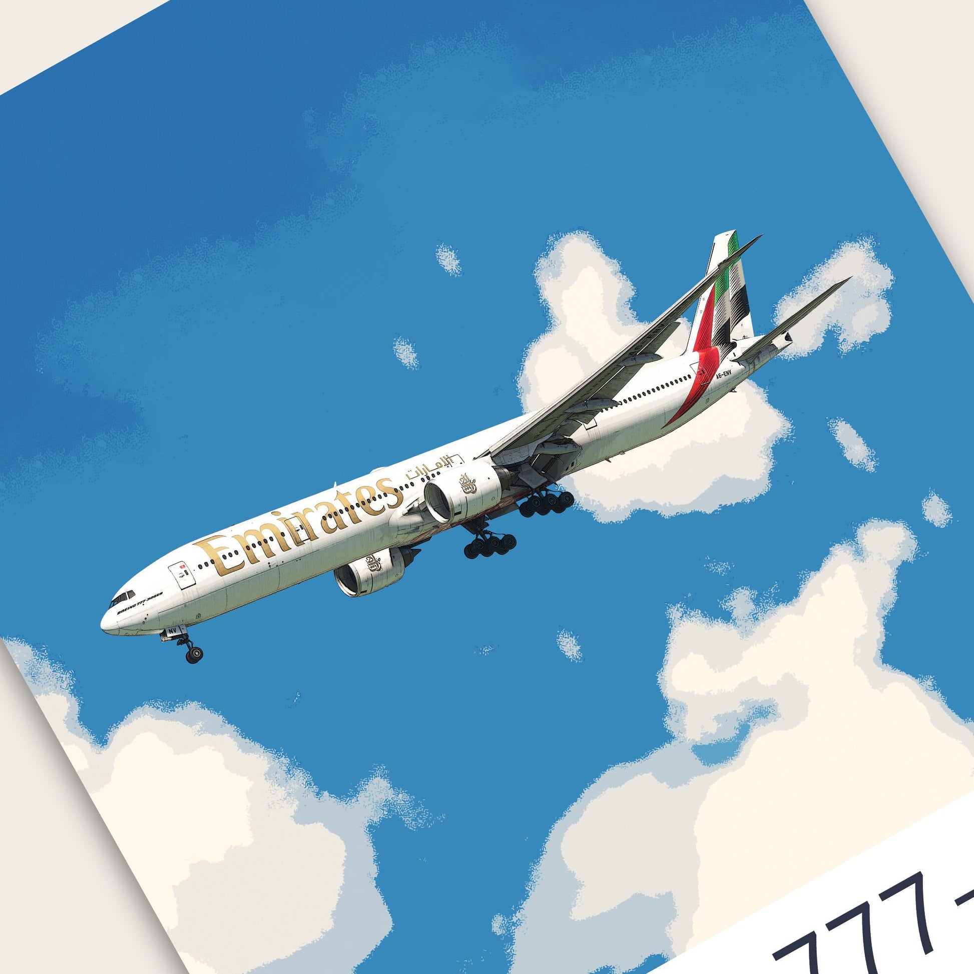 Emirates Boeing 777 Poster - Fine Aviation Artwork - Airplane Posters - Gift for pilots, cabin crew or plane enthusiasts