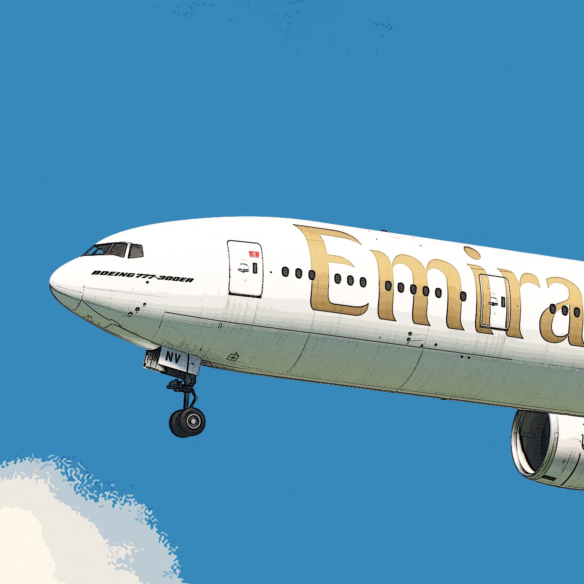 Emirates Boeing 777 Poster - Fine Aviation Artwork - Airplane Posters - Gift for pilots, cabin crew or plane enthusiasts