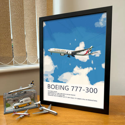 Emirates Boeing 777 Poster - Fine Aviation Artwork - Airplane Posters - Gift for pilots, cabin crew or plane enthusiasts