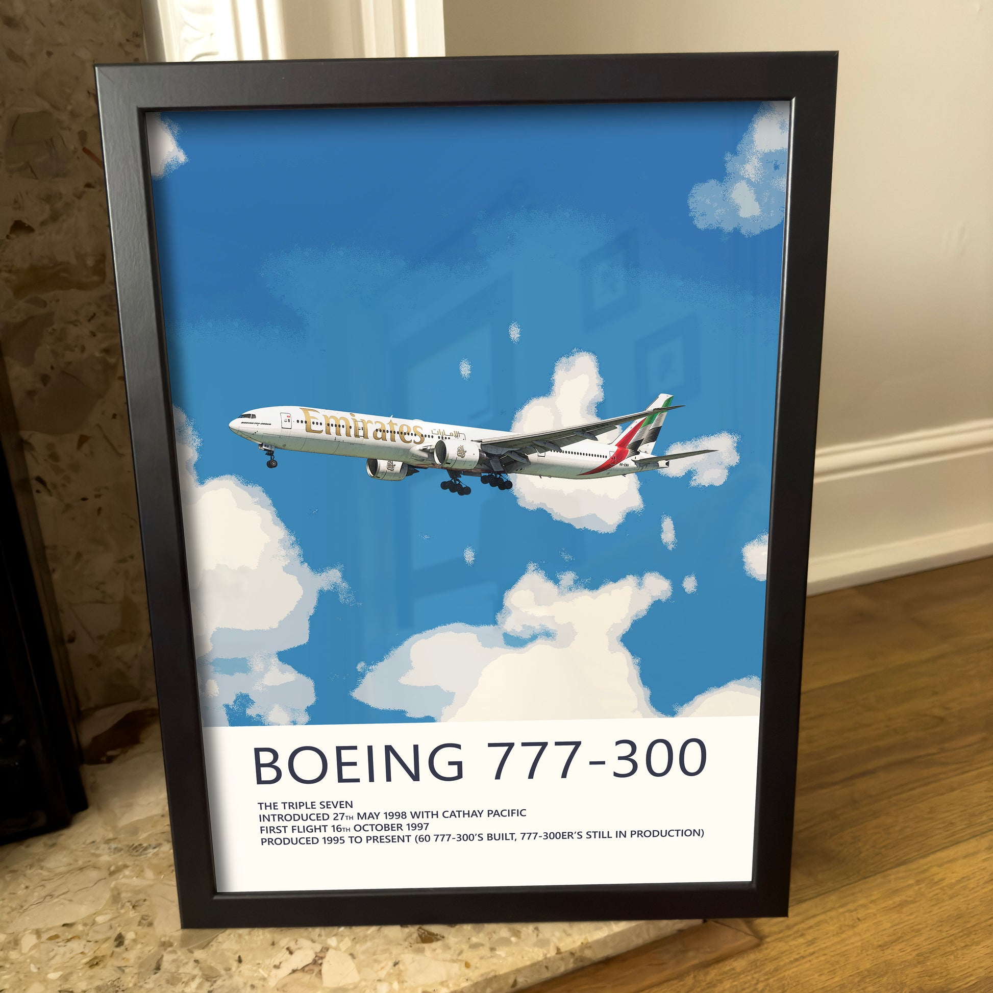 Emirates Boeing 777 Poster - Fine Aviation Artwork - Airplane Posters - Gift for pilots, cabin crew or plane enthusiasts