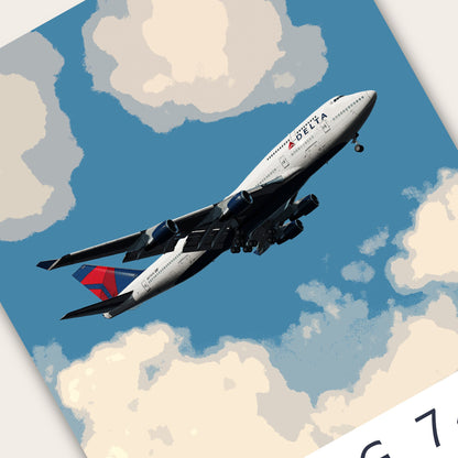 Delta Air Lines Boeing 747 Poster - Fine Aviation Artwork - Airplane Posters - Gift for pilots, cabin crew or plane enthusiasts