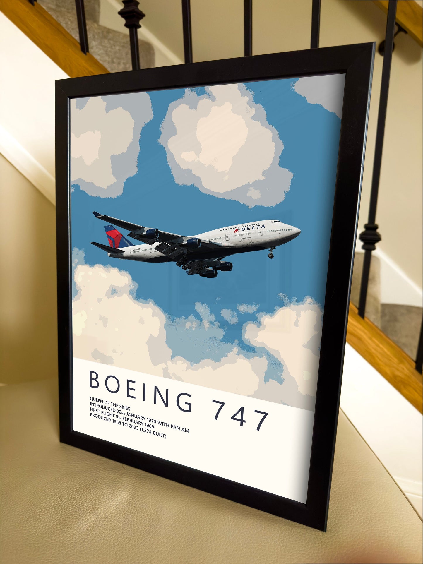 Delta Air Lines Boeing 747 Poster - Fine Aviation Artwork - Airplane Posters - Gift for pilots, cabin crew or plane enthusiasts