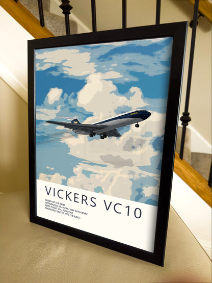 BOAC Vickers VC10 Poster - Fine Aviation Artwork - Airplane Posters - Gift for pilots, cabin crew or plane enthusiasts