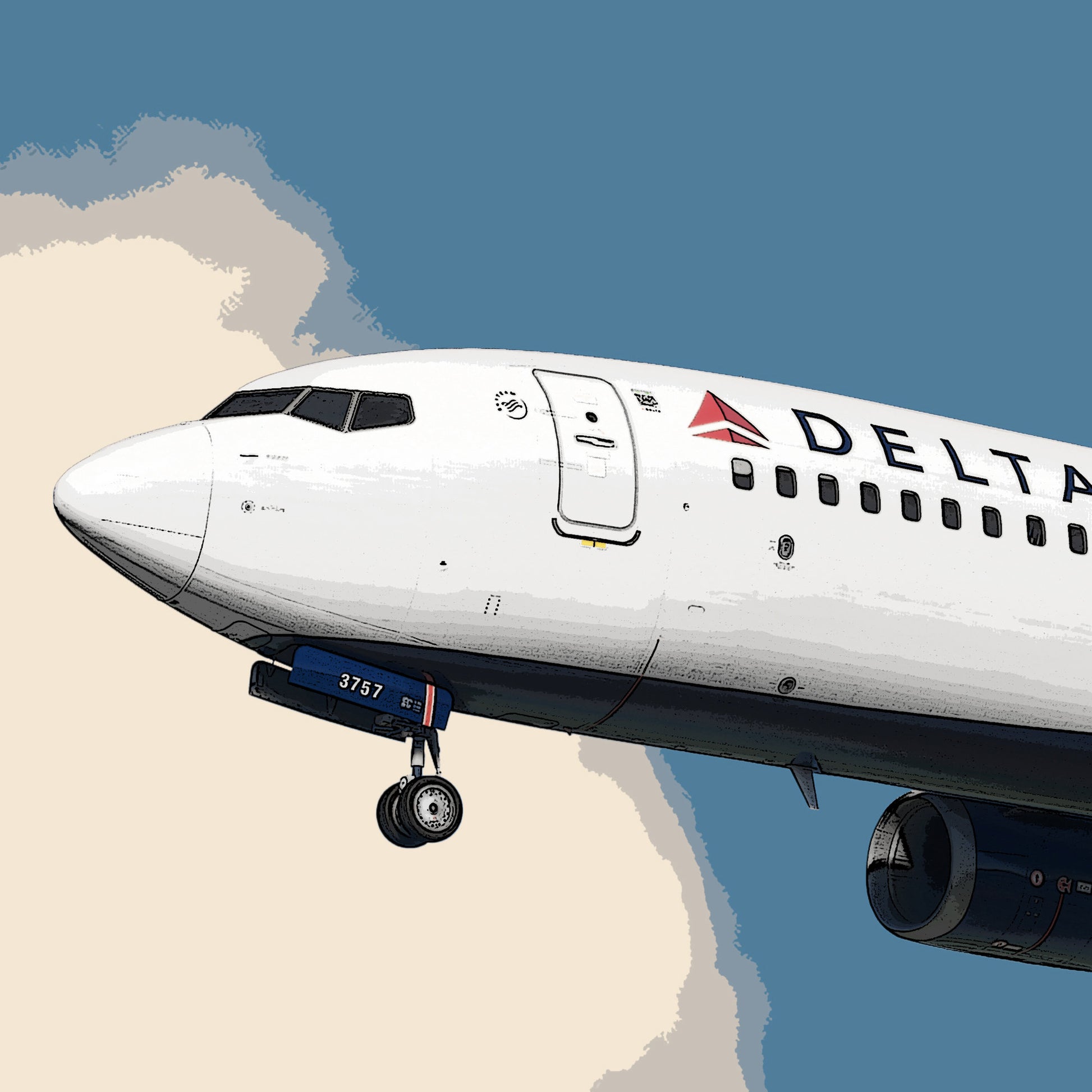 Delta Air Lines Boeing 737 Poster - Fine Aviation Artwork - Airplane Posters - Gift for pilots, cabin crew or plane enthusiasts