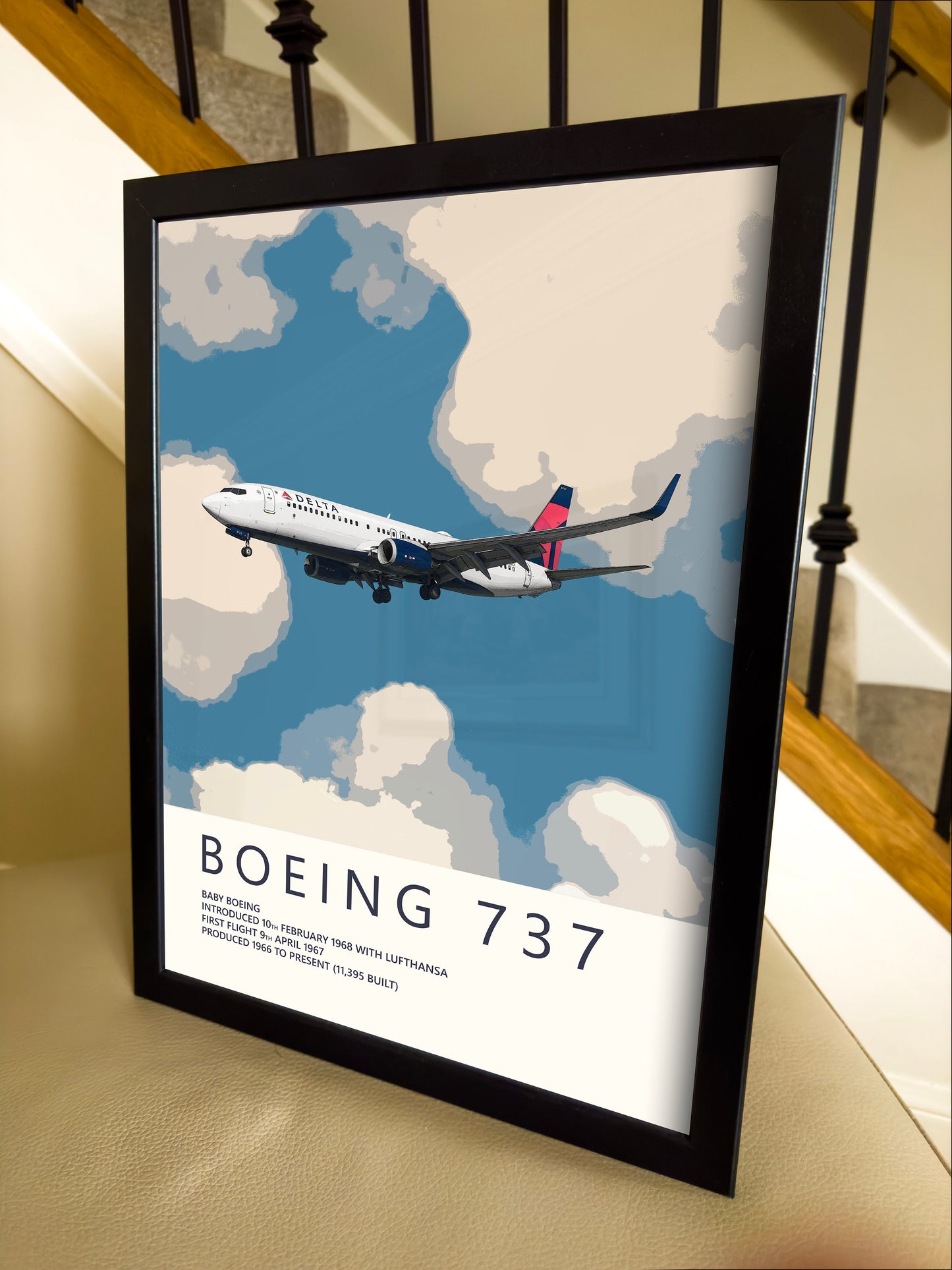 Delta Air Lines Boeing 737 Poster - Fine Aviation Artwork - Airplane Posters - Gift for pilots, cabin crew or plane enthusiasts