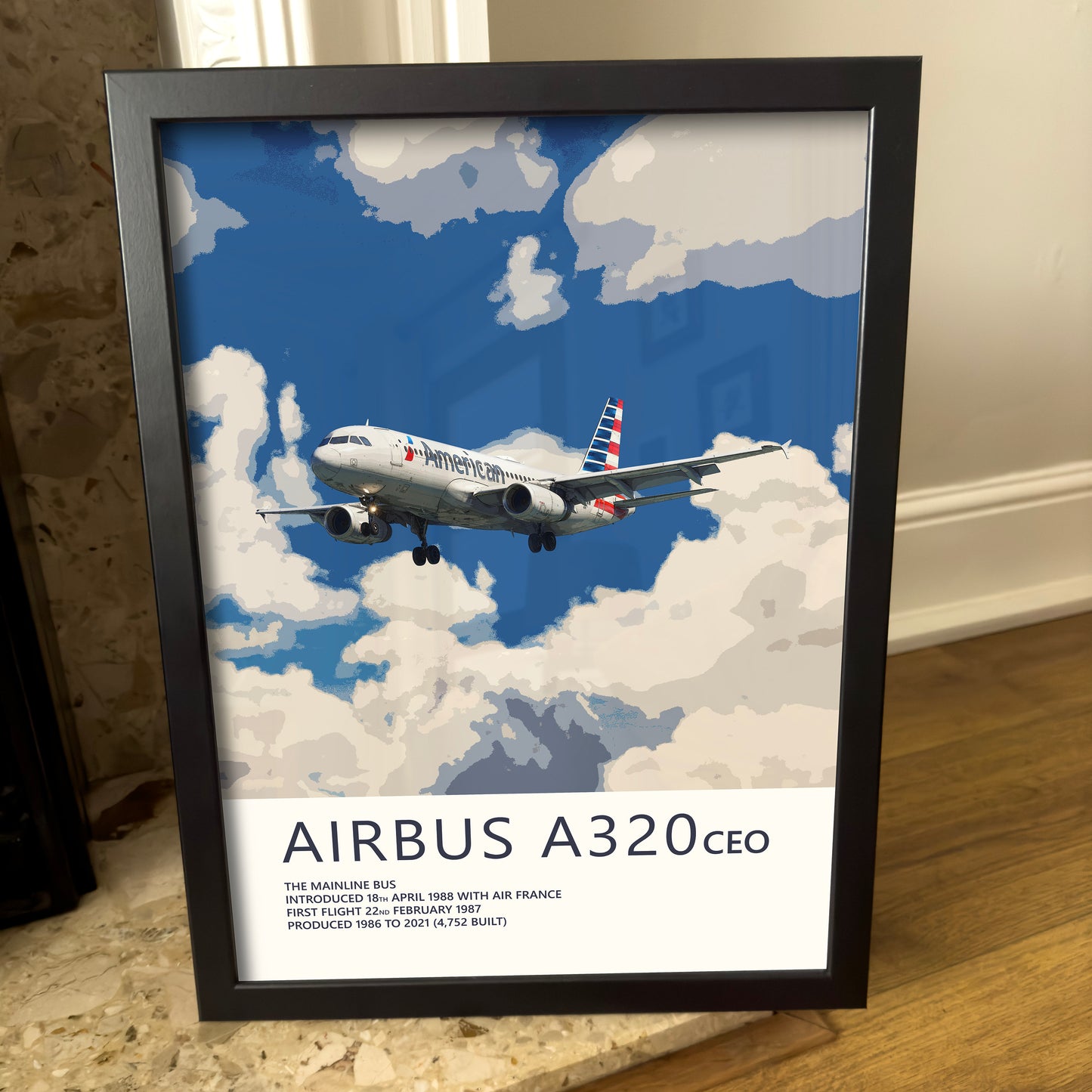 American Airlines Airbus A320 Poster - Fine Aviation Artwork - Airplane Posters - Gift for pilots, cabin crew or plane enthusiasts