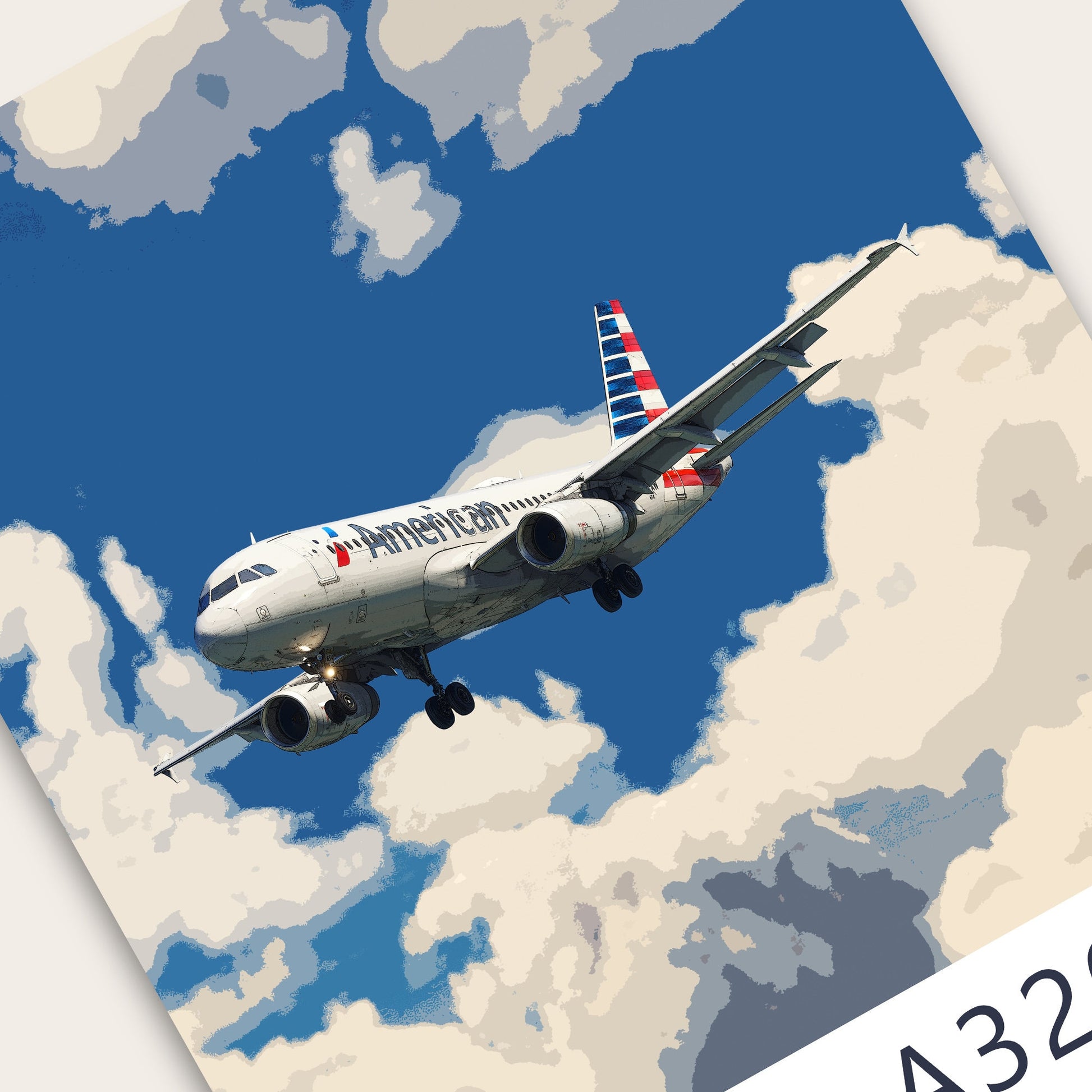 American Airlines Airbus A320 Poster - Fine Aviation Artwork - Airplane Posters - Gift for pilots, cabin crew or plane enthusiasts