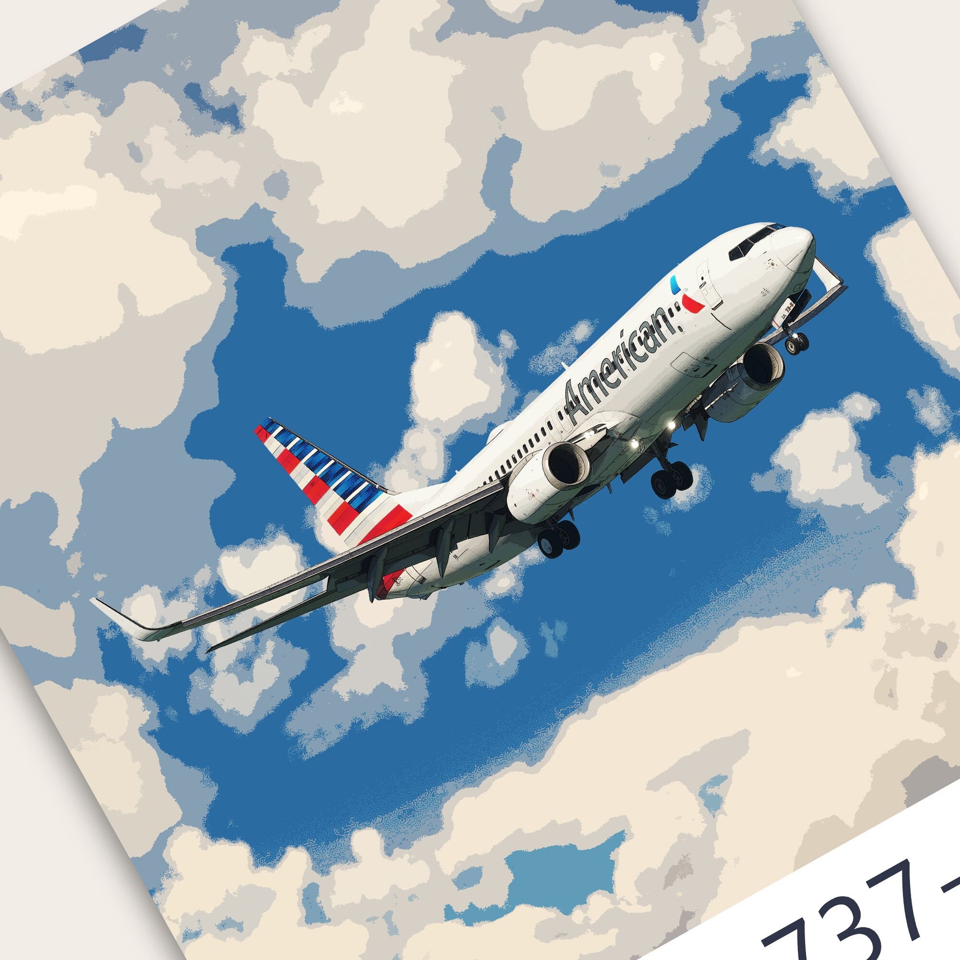 American Airlines Boeing 737 Poster - Plane art for aviation enthusiasts & pilot retirement gifts, airline and airplane artwork prints